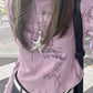 Lila Grunge Langarmshirt mit Grafikdruck