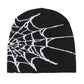 Punk black beanie hat with spider web design