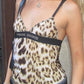 Y2K V-neck leopard print cami top