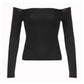 Classic black slim long sleeve top with off shoulder