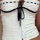 White bandeau top with broderie lace to tie