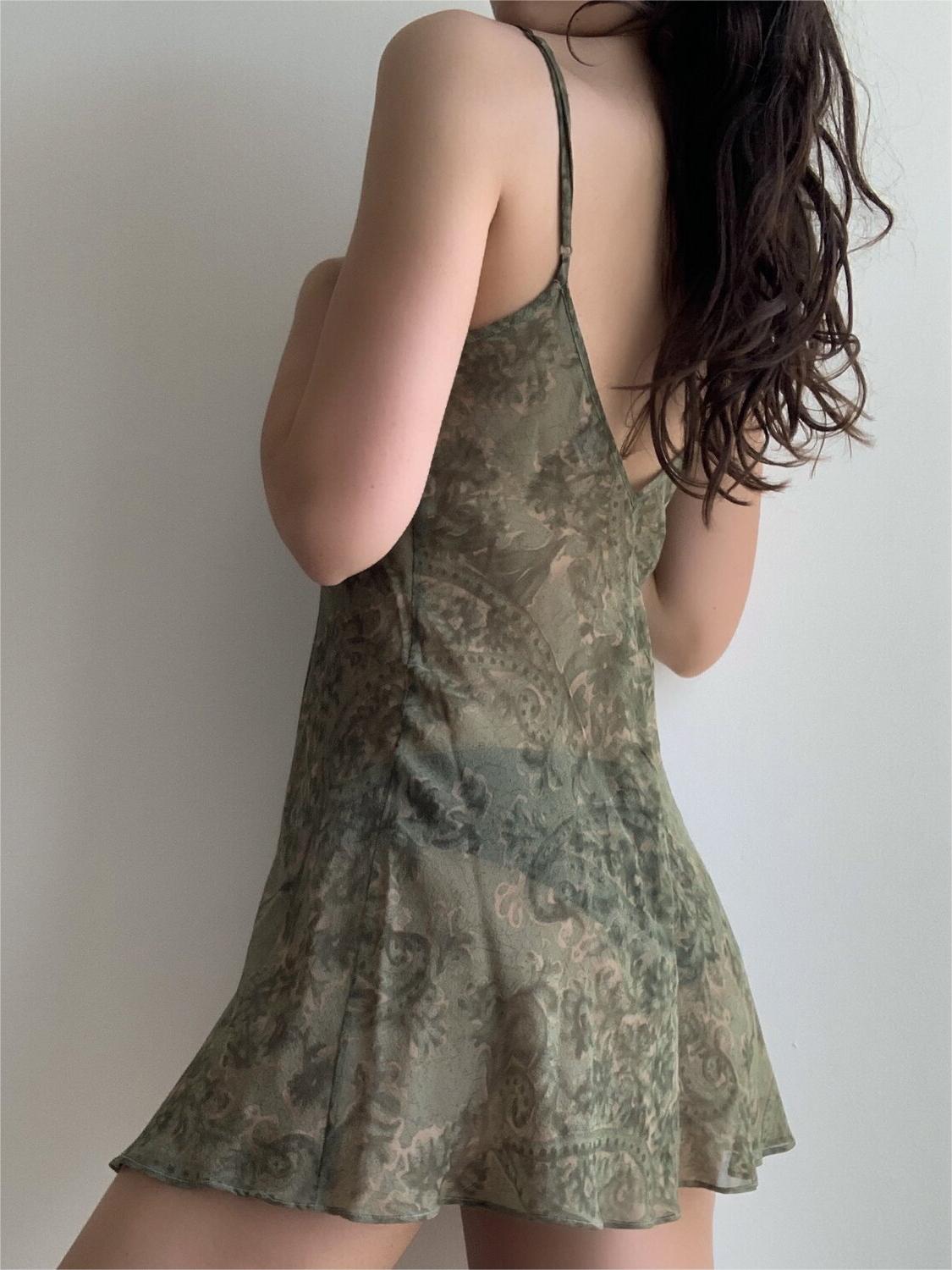 Backless Printed Slip Mini Dress