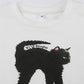 White crop top with black cat print