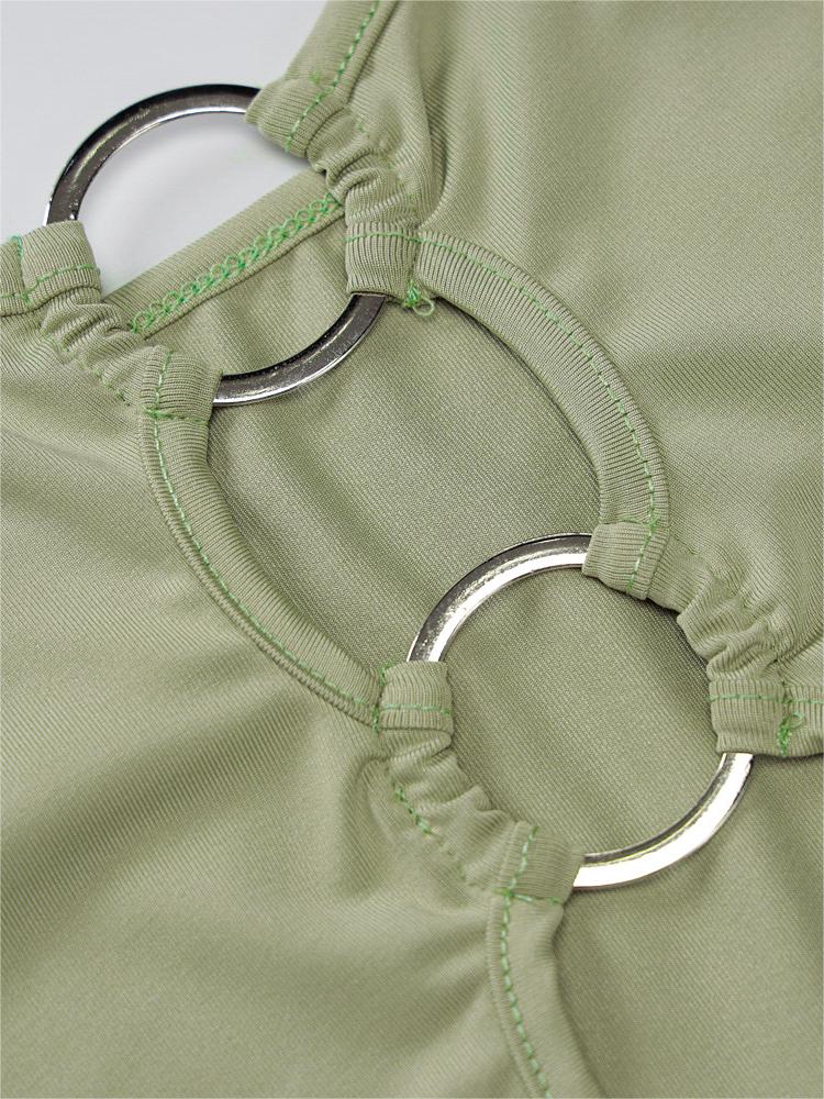 Crop cami top with O-ring neckline