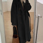 Classic oversize long coat with lapel collar and belt