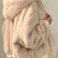 Reversible oversize fleece jacket with hood