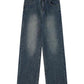 Vintage dark blue boyfriend jeans with washed effect