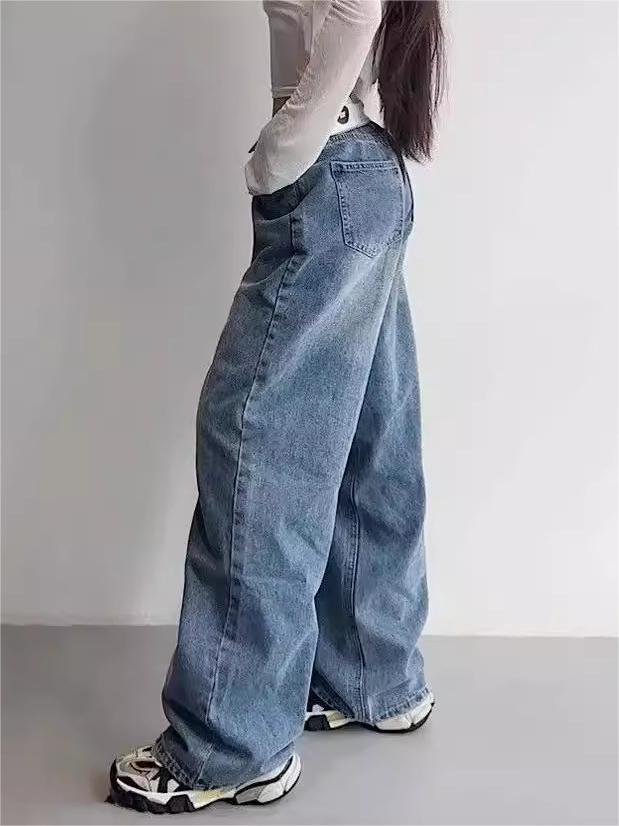 Hip Hop Boyfriend Baggy Jeans mit Faltbaren Bund