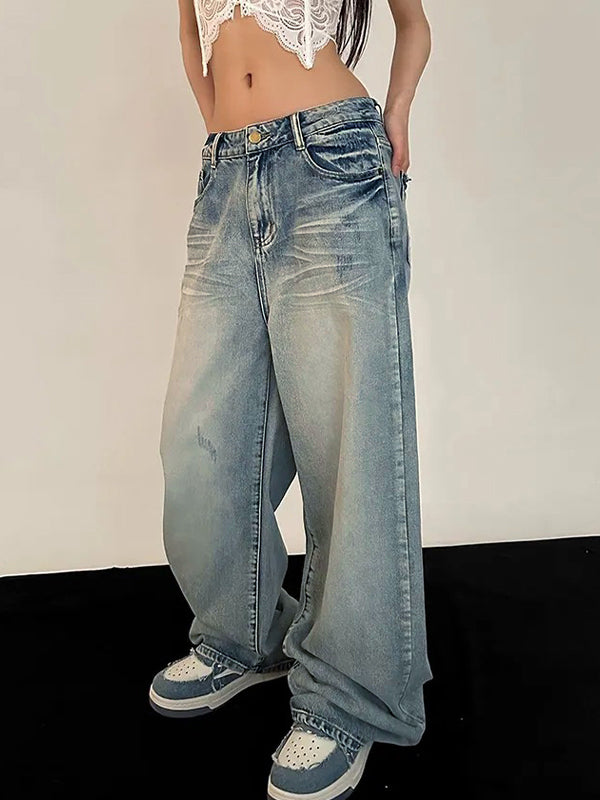 Vintage  Lockere Boyfriend Jeans mit Mopping Detail