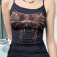 Vintage Punk Black Camisole with Butterfly Print