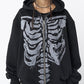 Vintage Black Oversized Hoodie with Skeleton Print