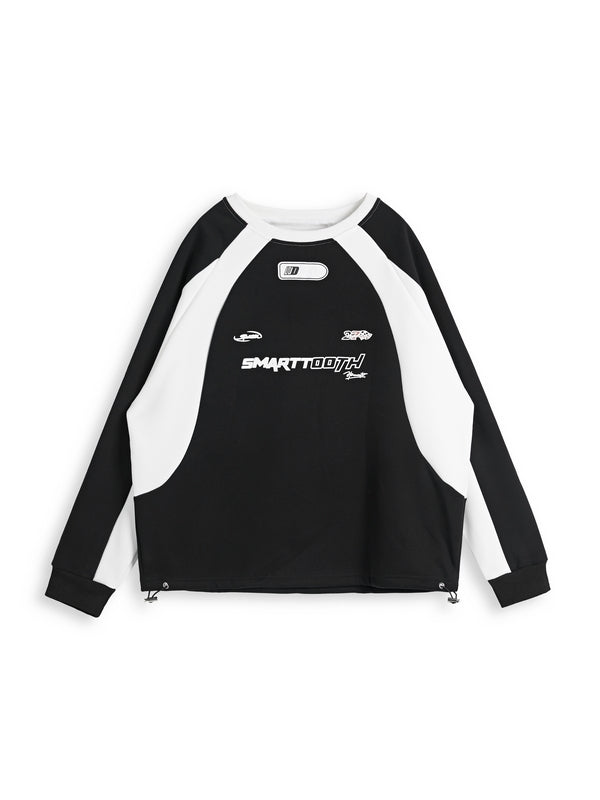 Kontrastfarbenes Retro Sport Blockdruck Sweatshirt