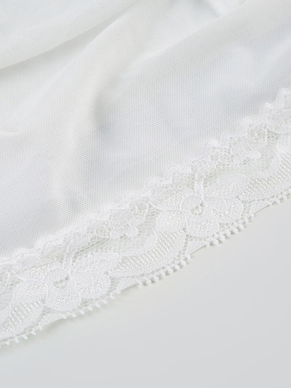 Weißes Vintage Spitzen Patchwork Plissee Camisole Top