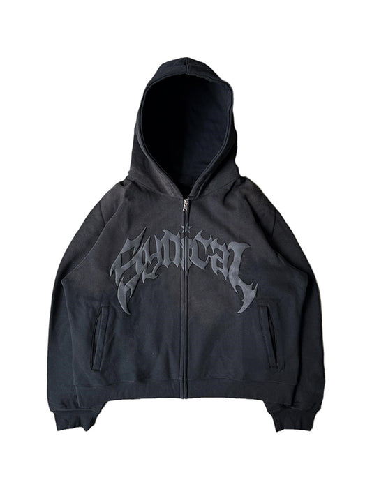 Punk Gothic oversize hoodie with wash effect and letter print