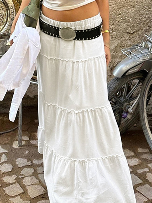 Vintage White Versatile Skirt with Seam