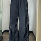 Vintage piping wide leg parachute trousers