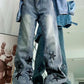 Washed Blue Vintage Boyfriend Jeans with Star Design