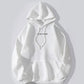 Weißer Oversize Känguru Taschen Hoodie mit Kordelzug und Buchstabenaufdruck