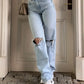 LUKE!!! Light Blue 2000's Boyfriend Jeans with Ripped Design / Light Blue 2000s Boyfriend Jeans with Ripped Design