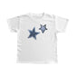 Weißes Y2K T-Shirt mit Sternenmuster und Kurzen Ärmeln