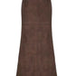 Brown vintage leather maxi skirt with back slit