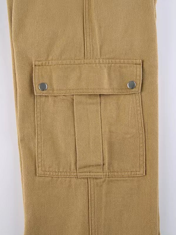 Classic Vintage Brown Cargo Jeans with Pocket