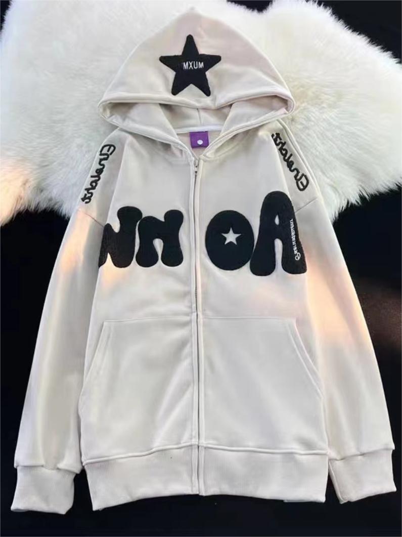 Oversize hoodie with Y2K flock print