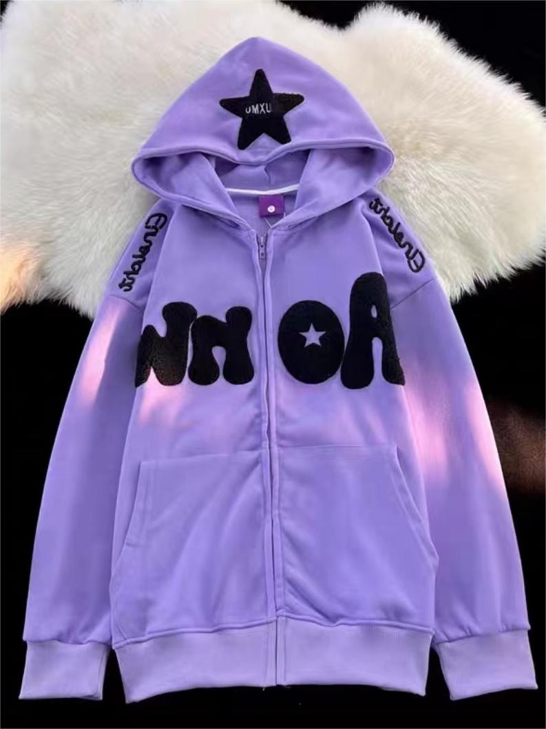 Oversize hoodie with Y2K flock print