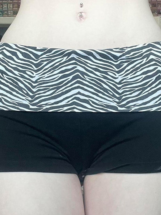 Vintage Nähten Shorts mit Zebra Print