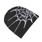 Punk black beanie hat with spider web design