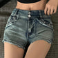LUKE!!! Distressed Slim Denim Hot Shorts / Ripped Slim Denim Hot Pants
