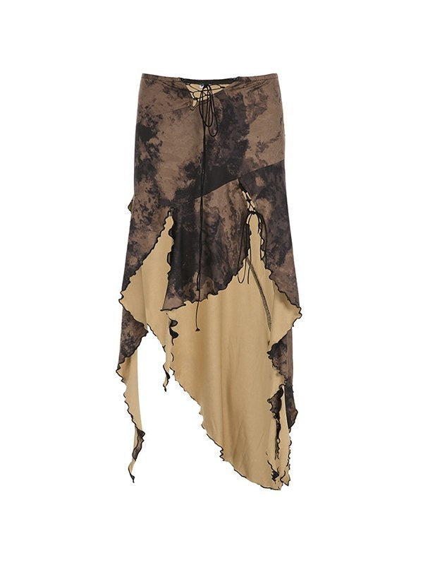 LUKE!!! Asymmetric Lace Up Maxi Skirt / Asymmetrical maxi skirt with lacing