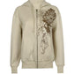 Vintage khaki zip-up hoodie with floral graphics