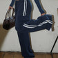 Marineblau Hip Hop Taschen Seitenstreifen Baggy Sweatpants