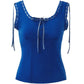 Blau Vintage Halsausschnitt Spitzen Stitching Cami Top