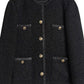 Vintage black tweed jacket with button placket