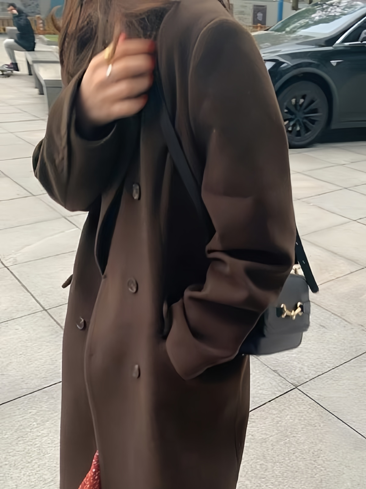 Brown vintage coat with lapel collar