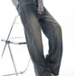 Vintage faded baggy boyfriend jeans with grosgrain detail