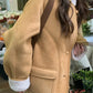 Vintage brown oversize jacket with lapel collar made of imitation lambskin
