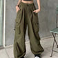Vintage Y2K Baggy Parachute Cargo Pants with Drawstring