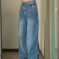 Blue basic boyfriend jeans with a washed look