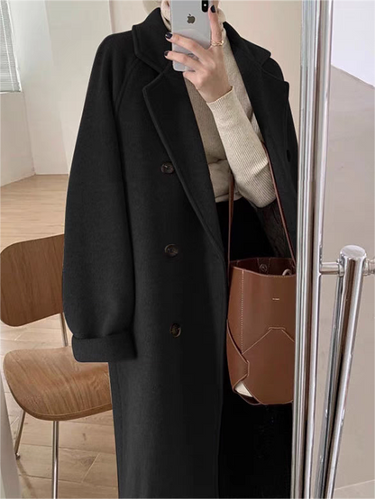 Classic long coat with lapel collar