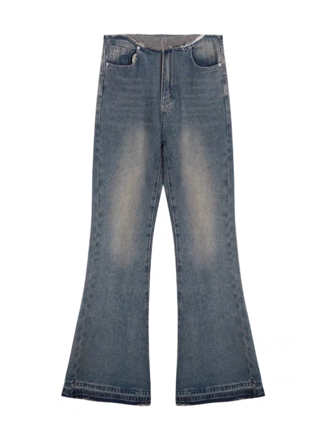 Vintage Washed Low Waist Flared Pants