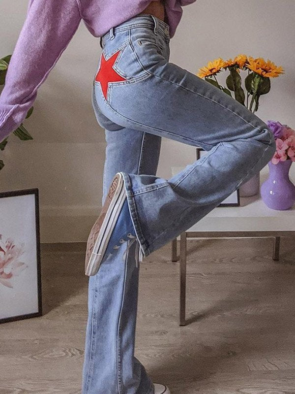 Flared jeans with Back Star patch