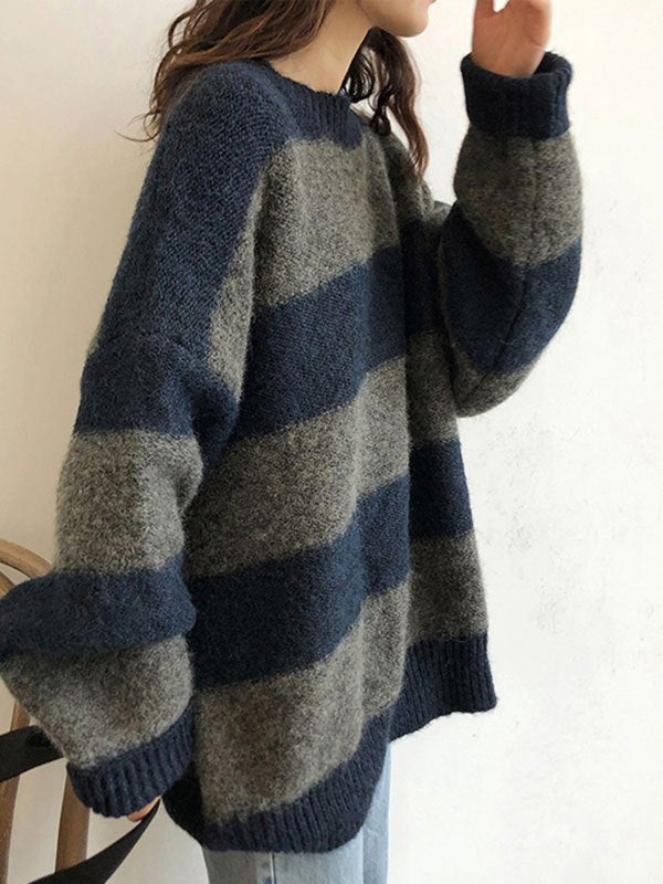 Oversized sweater with stripes